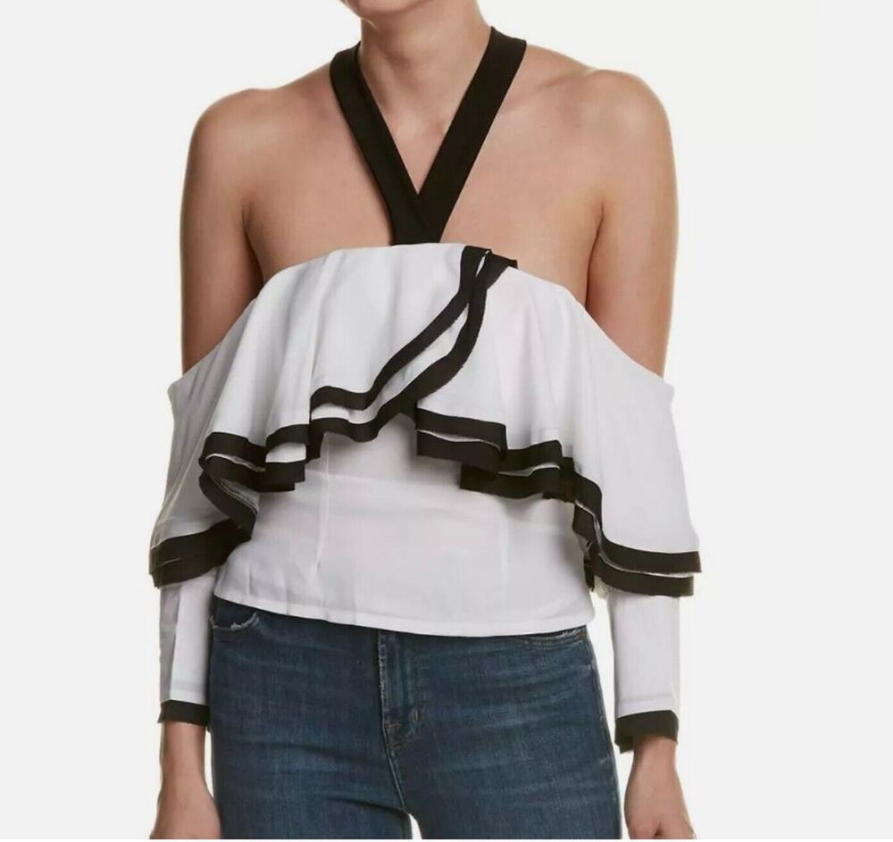 NWT Bardot Edgy Modern  statement Architectural Ruffle Halter top Sz 4 Australia